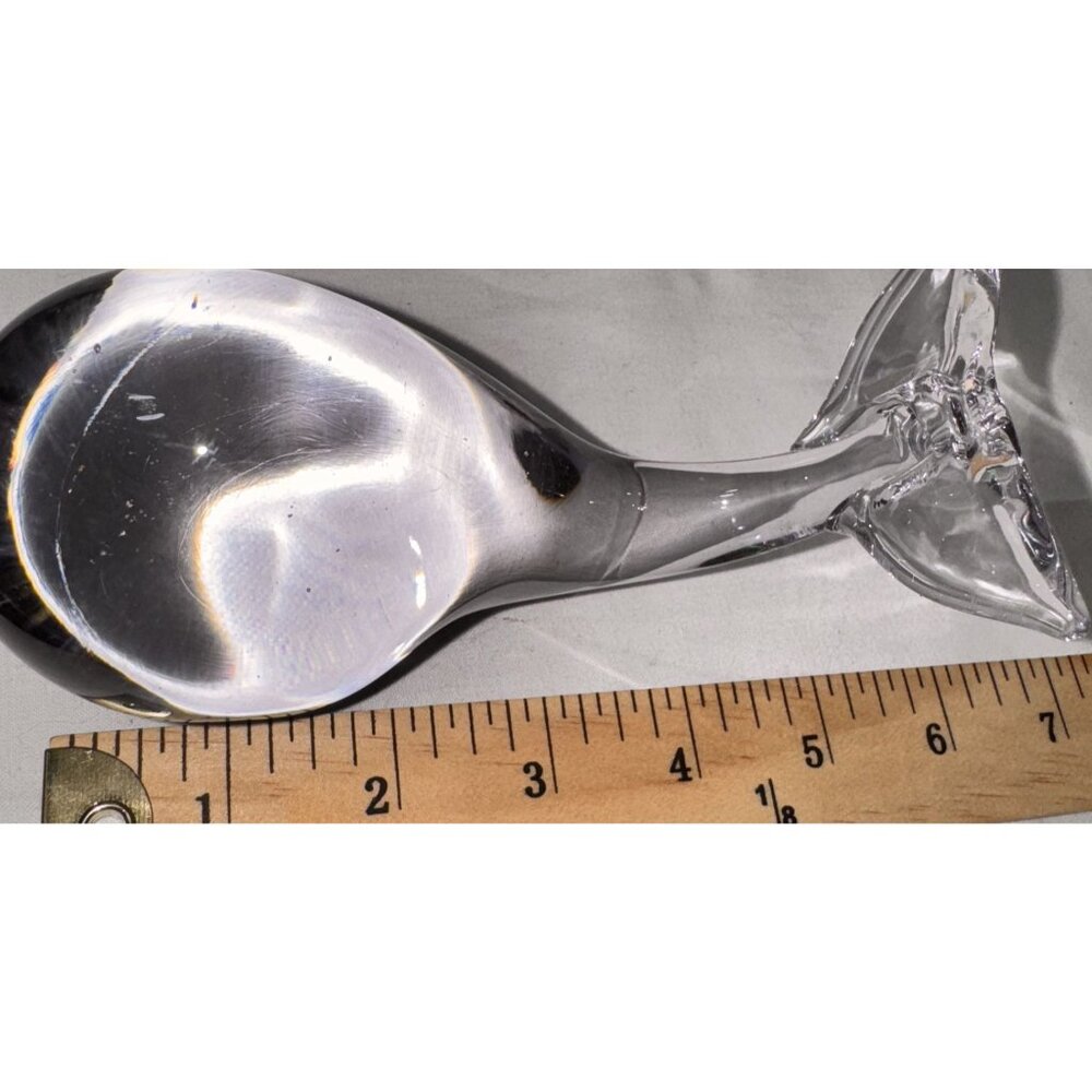 2 Lindstrom Sweden Glass Whale Figurines Paperweight 6" 4" - Picture 6 of 7